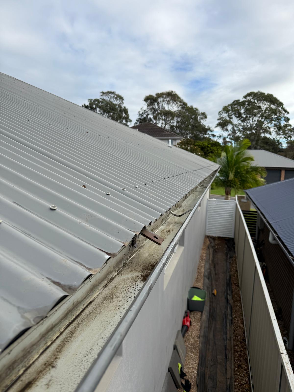 Gutter clean & maintenance — before — Albion Park | Shellharbour Plumbing