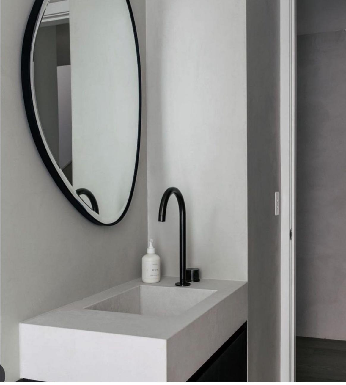 Powder room — concrete basin & black tap — Shellharbour | Shellharbour Plumbing