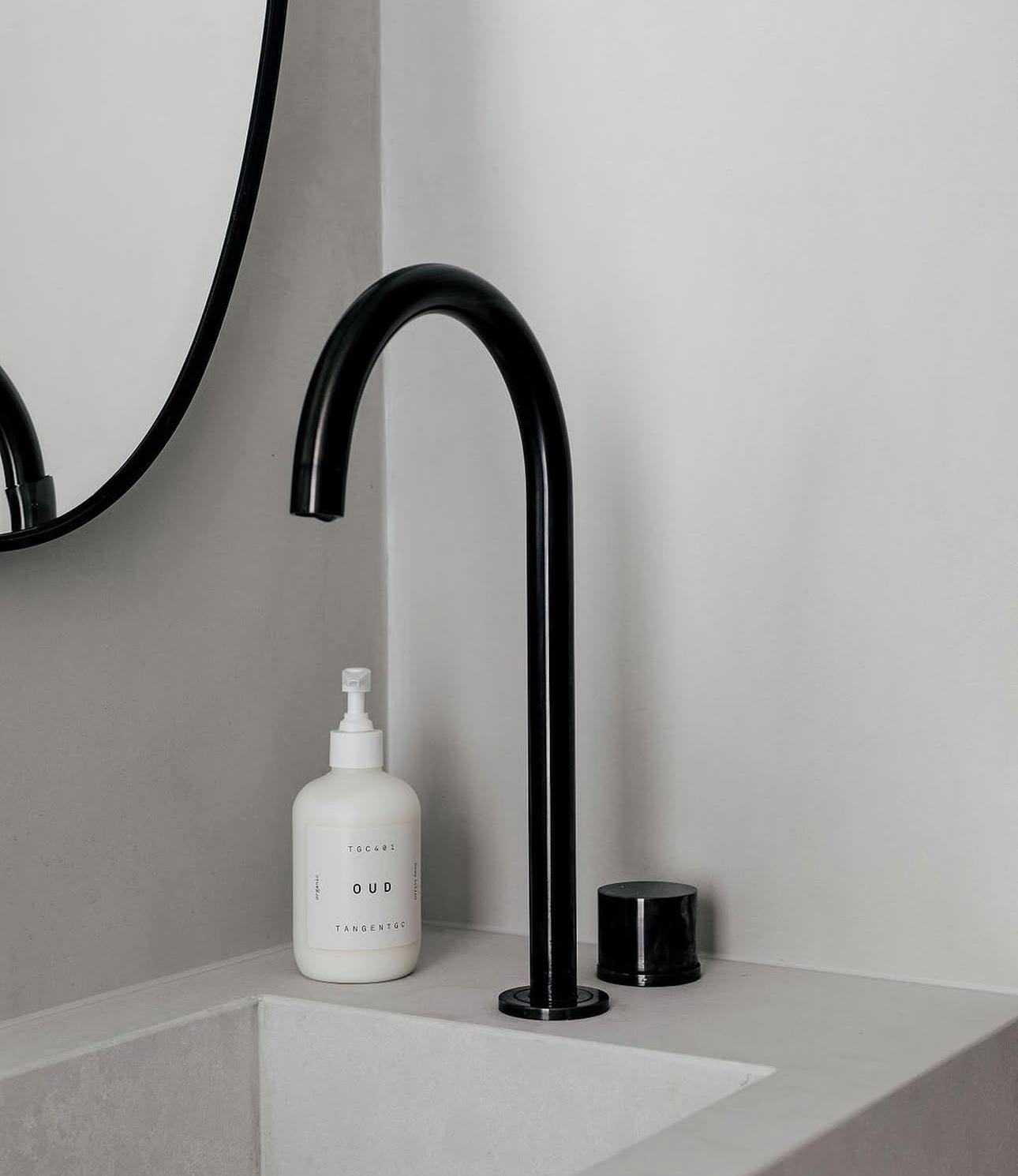 Black gooseneck basin mixer — Bathroom Renovations job in Gerringong by Shellharbour Plumbing